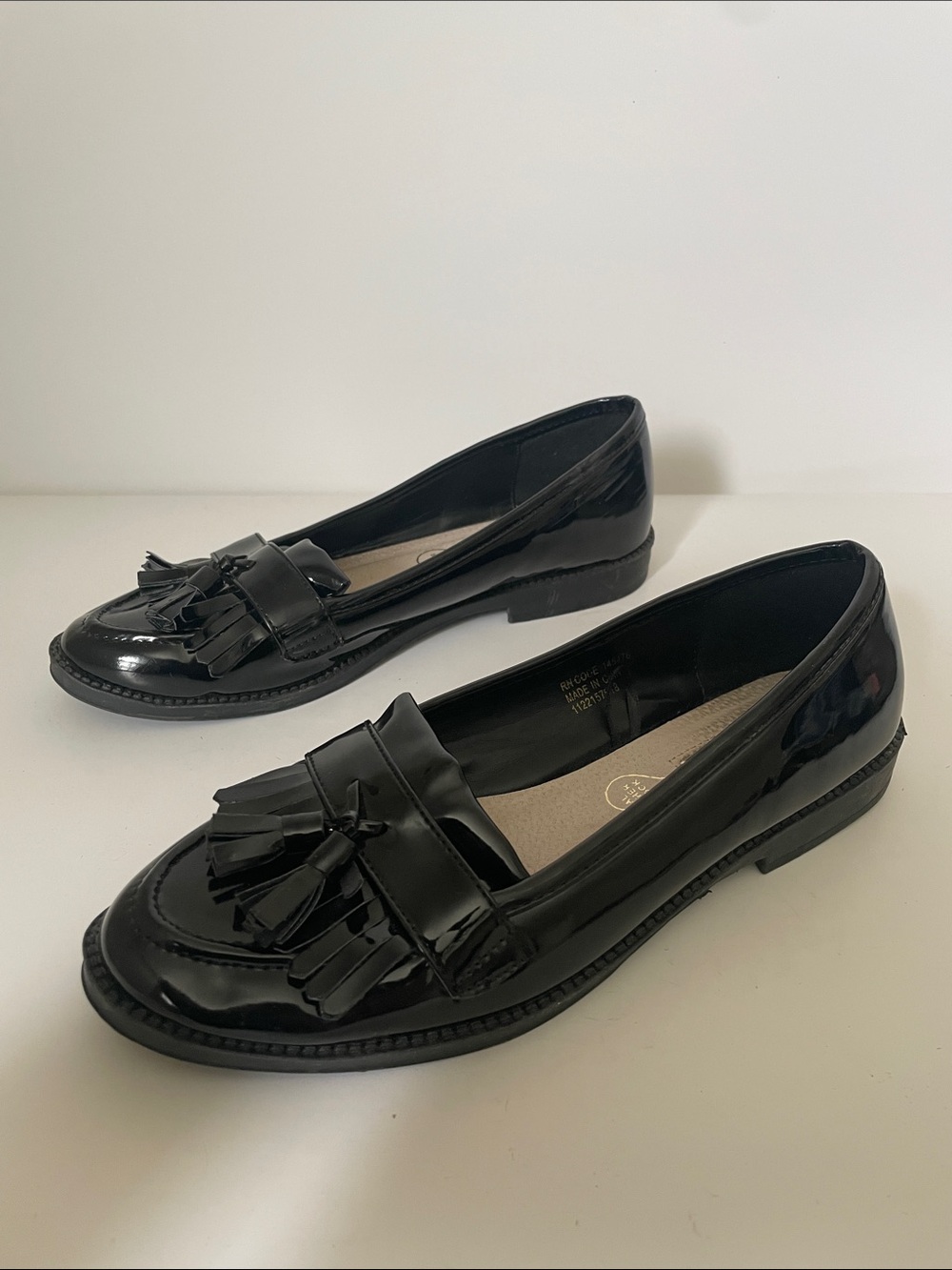 Primark Black Patent Tassel Loafers Women’s Size 7 Faux Leather